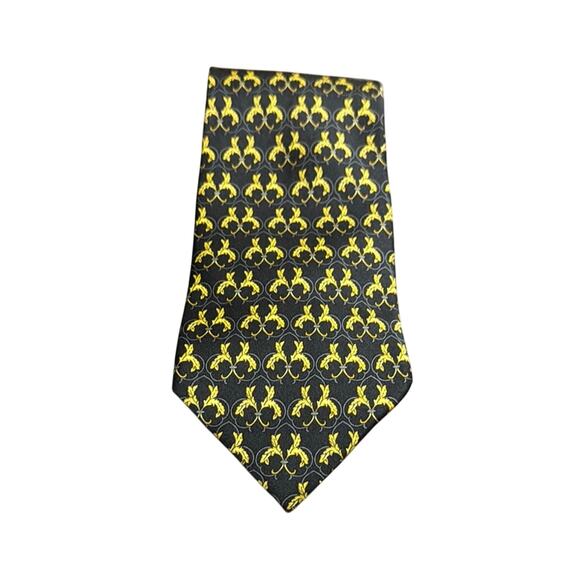 Yves Saint Laurent Black and Yellow Geometric Tie
